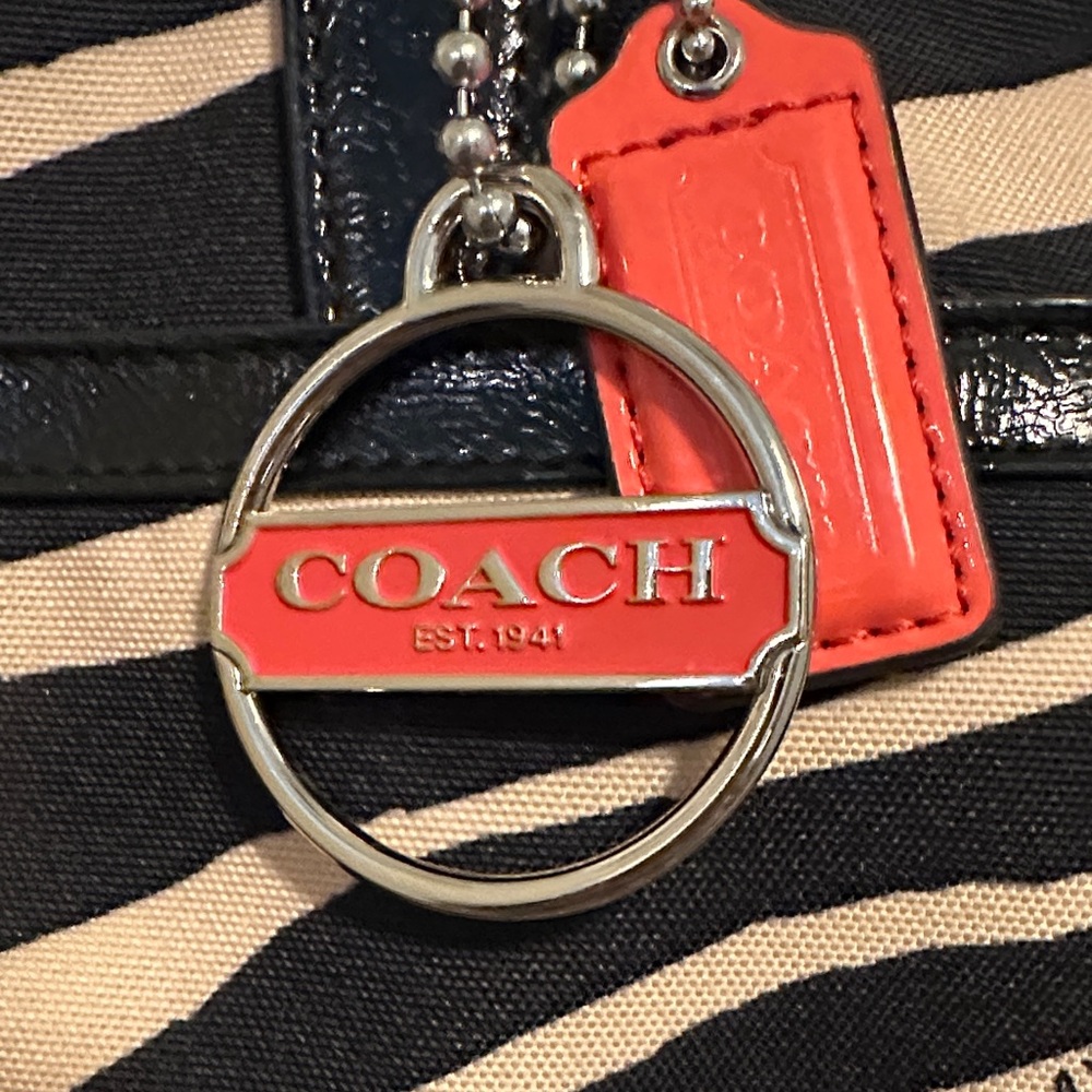 Coach Zebra Print Shoulder Bag in Black and Tan - Picture 3 of 4